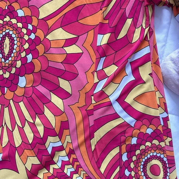 London Times Womens Size 6 Dress Red Multicolor 3/4 Sleeve Vintage Hippie - Picture 6 of 6